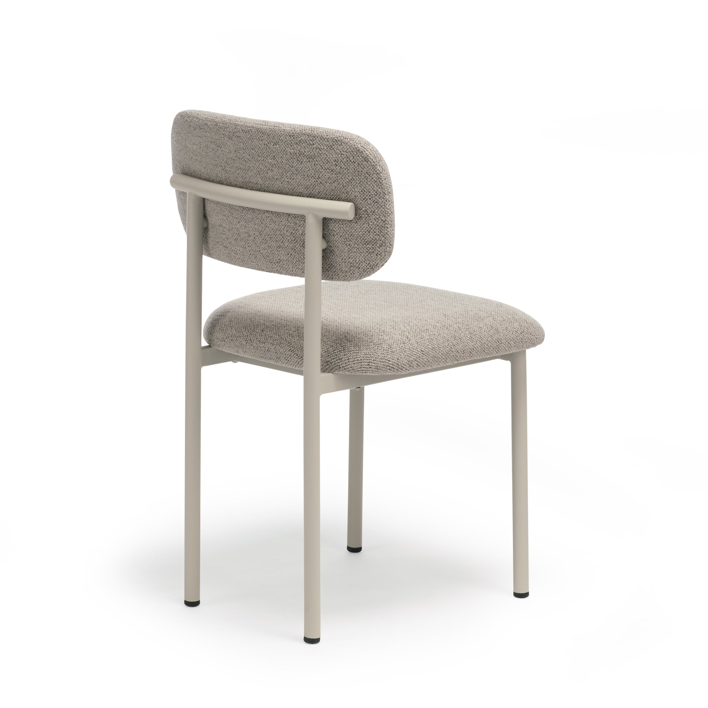 Ray dining chair in Greige fabric, back view on white background