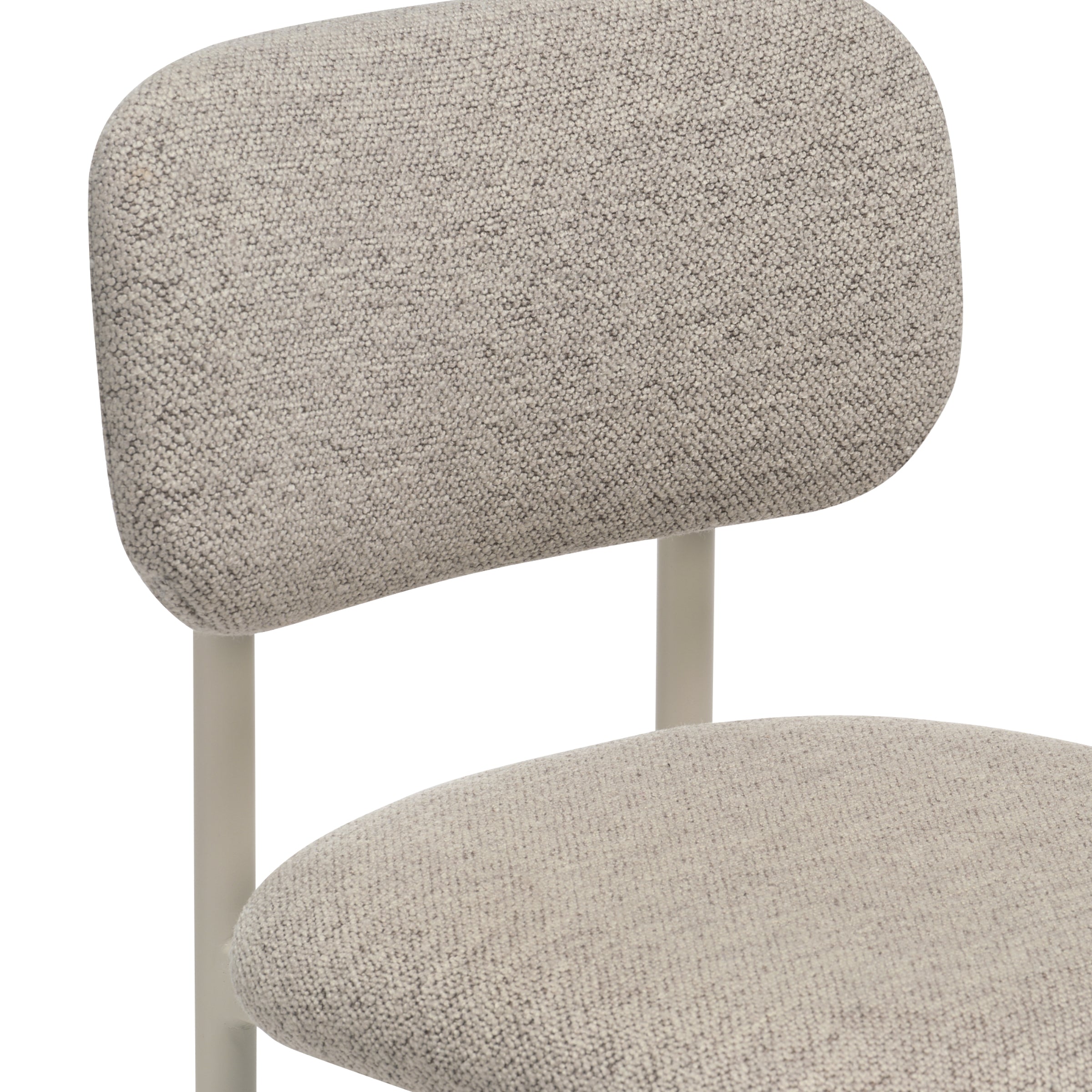 Ray dining chair in Greige fabric, detail view on white background