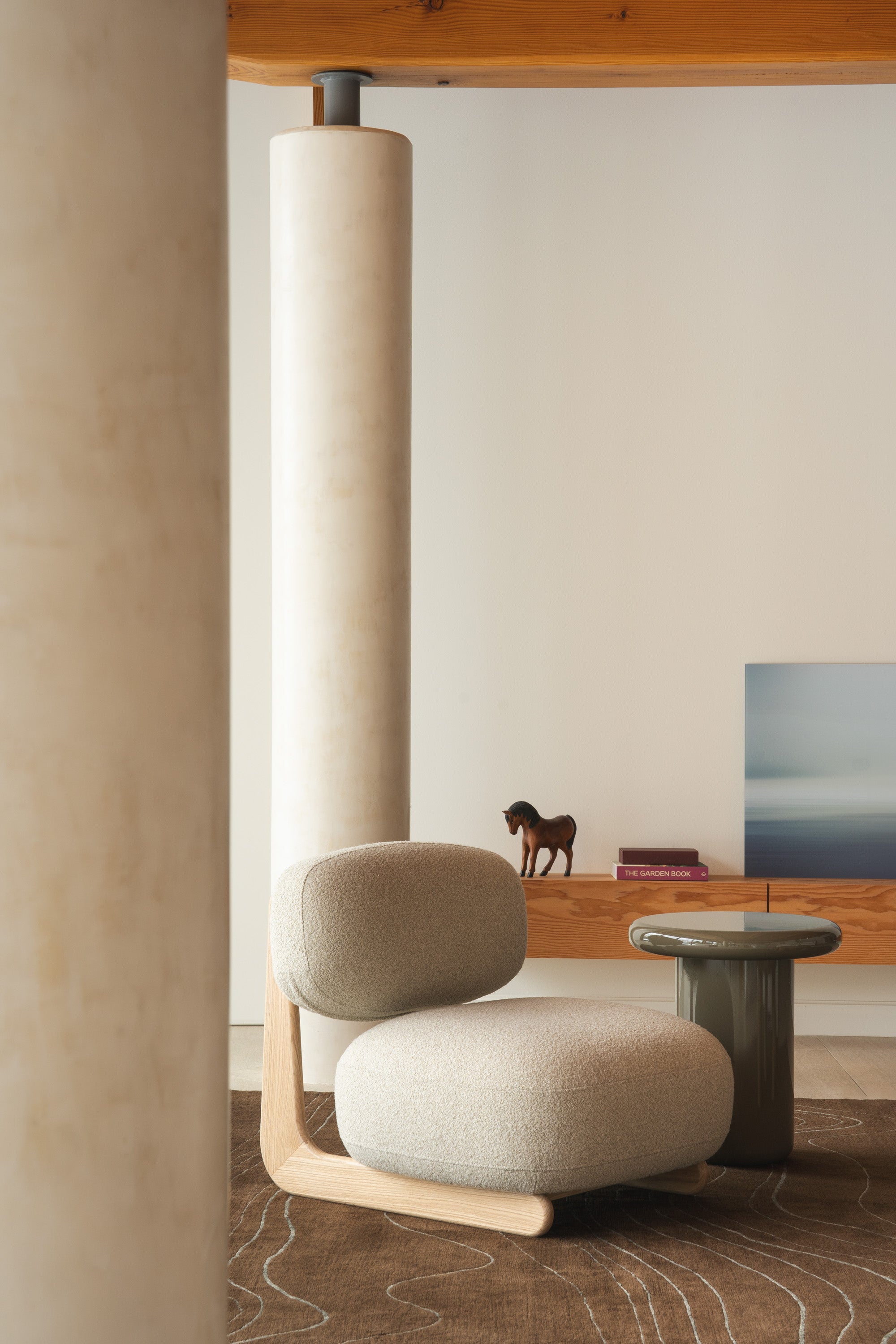 Mieux Sable cream lounge chair in a modern living room