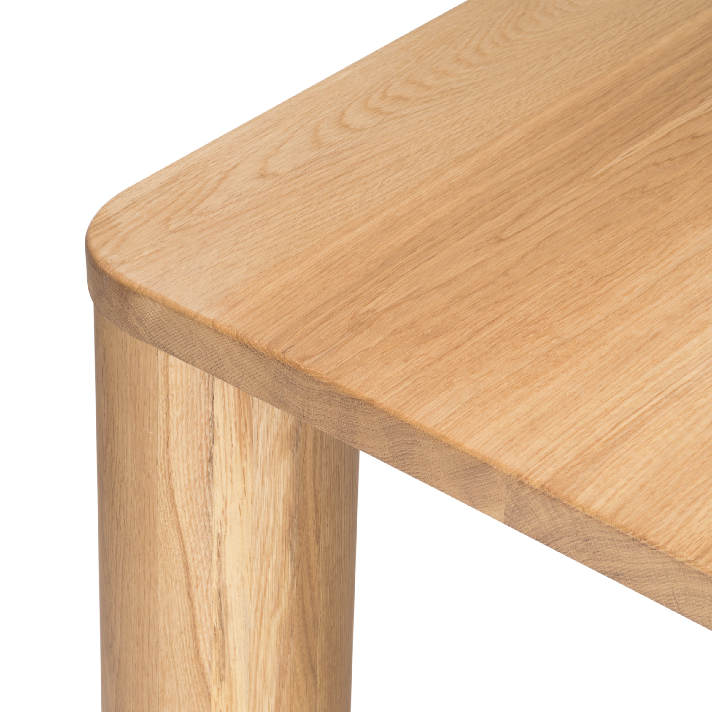 Tema dining table in solid oak, detail view on white background